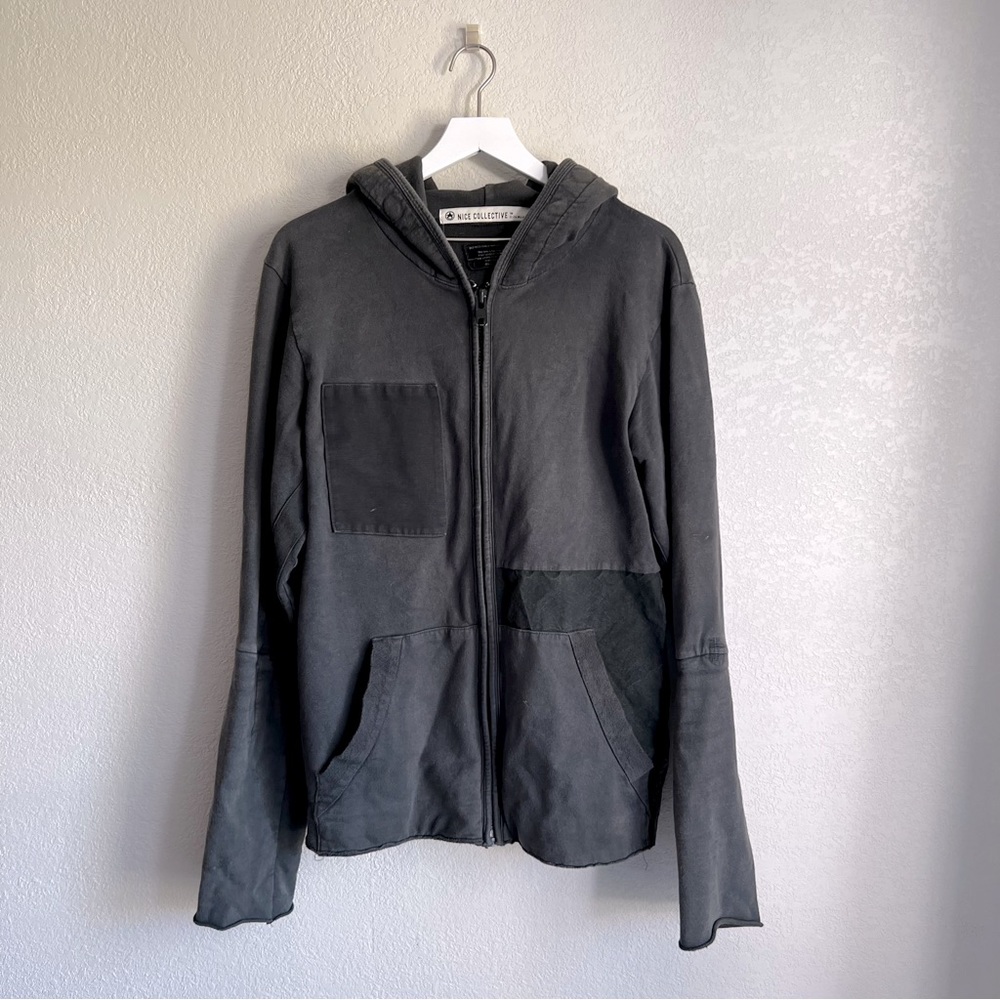 Nice collective mens zip up dark grey sweatshirt size large